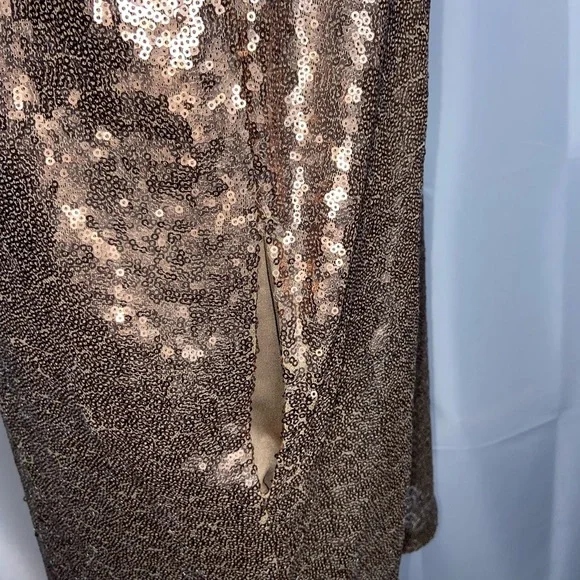 NWT Gold Sequin Scoop Neck Short Casual Dress with pockets size M - Picture 3 of 12